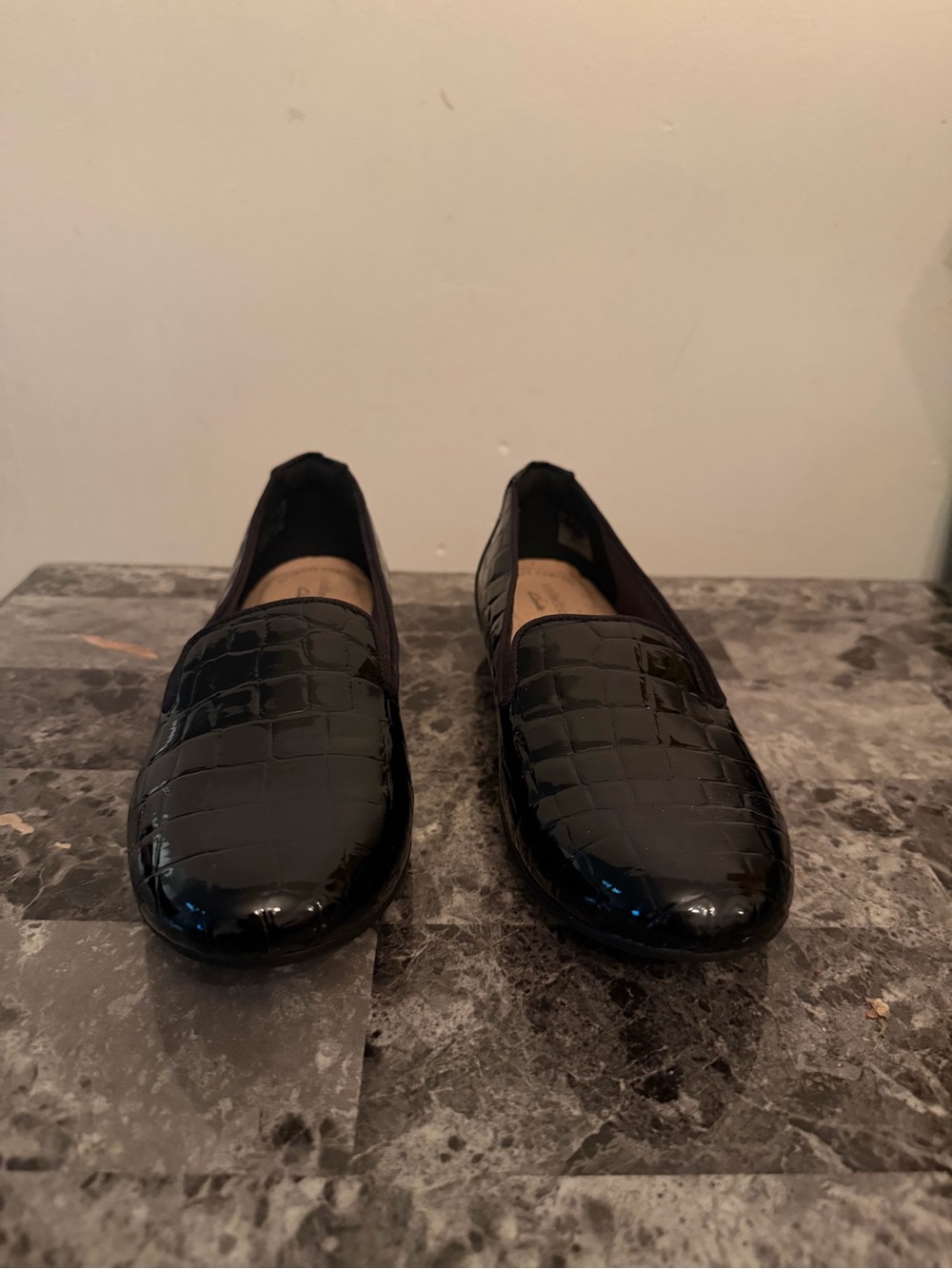 Clarks Black Croc-Embossed Slip-On Loafers